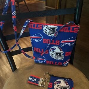 NEW NFL Bills Blue Crossbody Bag and Keychain Set Handmade